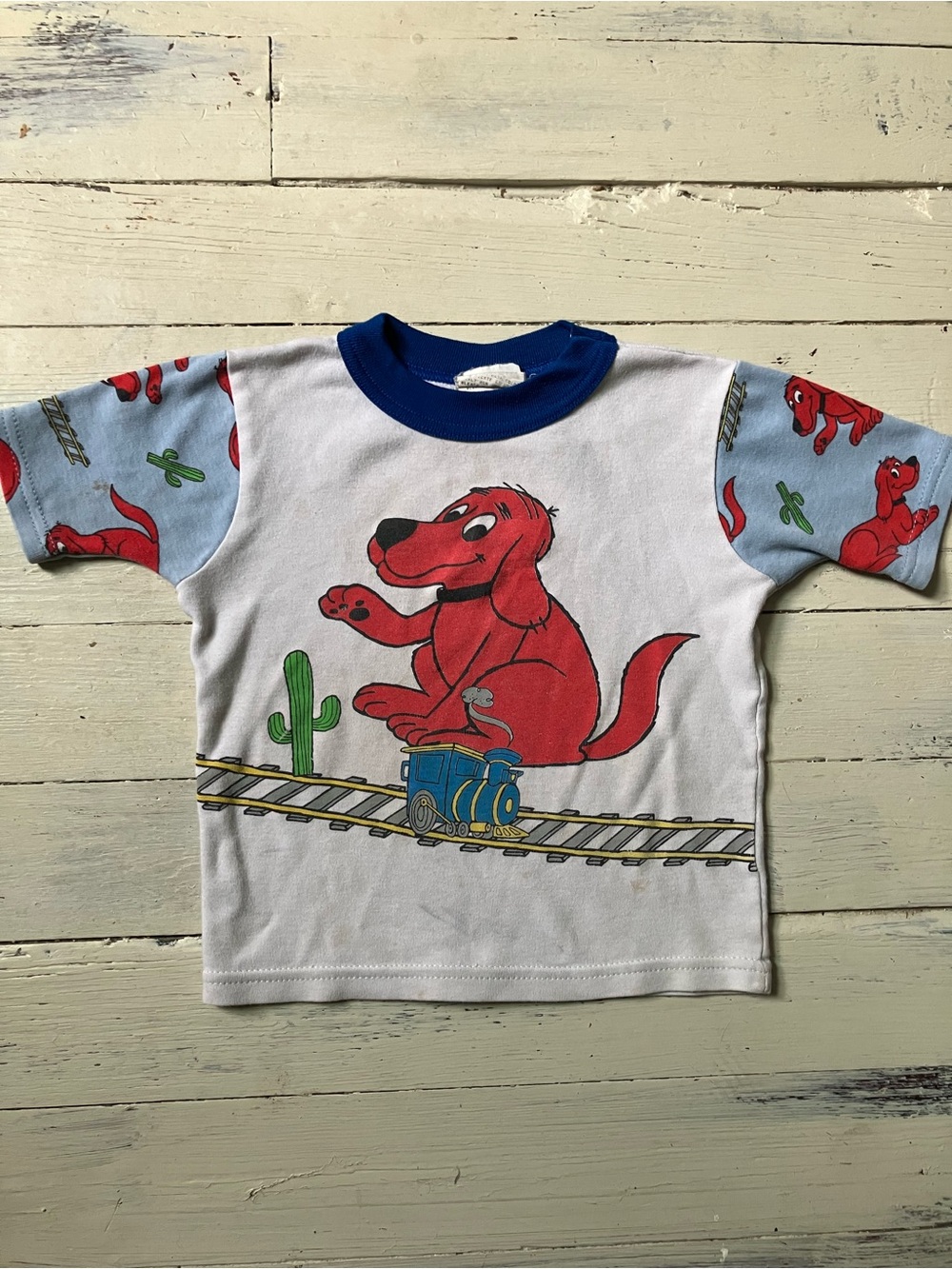 Vintage Clifford the Big Red Dog toddler tee- Rare Train and Cactus Print